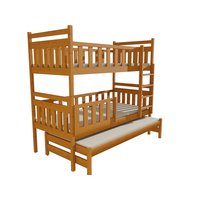 Detská poschodová posteľ s prístelkou z MASÍVU 180x80cm so zásuvkou - PPV008