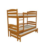 Detská poschodová posteľ s prístelkou z MASÍVU 200x80cm bez šuplíku - PPV009