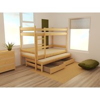 Detská poschodová posteľ s prístelkou z MASÍVU 200x90cm so zásuvkou - PPV013