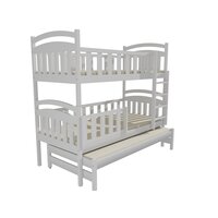 Detská poschodová posteľ s prístelkou z MASÍVU 200x80cm so zásuvkou - PPV014