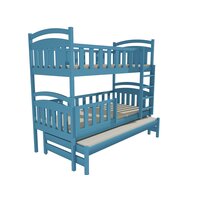 Detská poschodová posteľ s prístelkou z MASÍVU 200x90cm so zásuvkou - PPV014