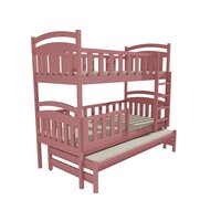 Detská poschodová posteľ s prístelkou z MASÍVU 180x80cm so zásuvkou - PPV014