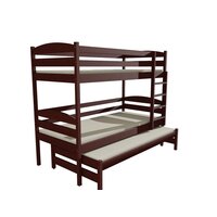 Detská poschodová posteľ s prístelkou z MASÍVU 180x80cm bez šuplíku - PPV016