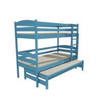 Detská poschodová posteľ s prístelkou z MASÍVU 200x80cm so zásuvkou - PPV016