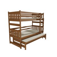 Detská poschodová posteľ s prístelkou z MASÍVU 180x80cm so zásuvkou - PPV019