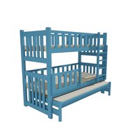 Detská poschodová posteľ s prístelkou z MASÍVU 200x90cm so zásuvkou - PPV023