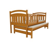 Detská posteľ s výsuvnou prístelkou z MASÍVU 200x80cm so zásuvkou - DPV020