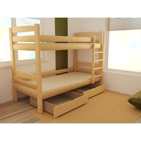 Detská poschodová posteľ z MASÍVU 180x80cm so zásuvkou - PP019
