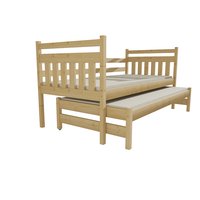 Detská posteľ s výsuvnou prístelkou z MASÍVU 200x90cm so zásuvkou - DPV029