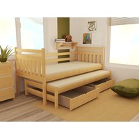 Detská posteľ s výsuvnou prístelkou z MASÍVU 200x90cm so zásuvkou - DPV029
