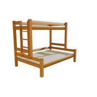 Detská poschodová posteľ s rozšíreným spodným lôžkom z masívu ROBUST 8X8 6B - 200x80/120 cm