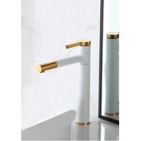 Umývadlová batéria MAXMAX Rea SMART - vysoká - bielo / zlatá