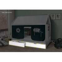 Detská domčeková posteľ KIDS futbal - BIELA 200x90 cm