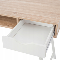 Písací stôl scanda so zásuvkami a policou - biely / dub sonoma