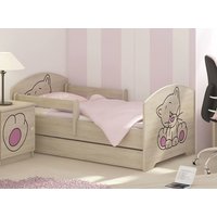 Detská posteľ s výrezom MAČIČKA - ružová 140x70 cm + matrac ZADARMO! [CLONE]