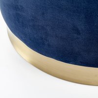 Taburet CLOVER - NAVY modrý + zlatý - látka / oceľ