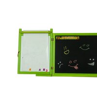 Drevená detská kriedová a magnetická tabuľa na stenu - rozkladacia - zelená