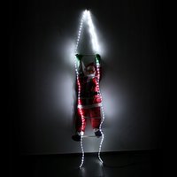 Vianočná svietiace LED dekorácie Santa na rebríku - 240 cm