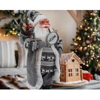 Vianočné dekoratívne figúrka Santa Claus - šedý - 83 cm