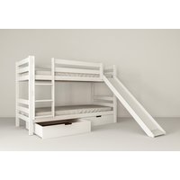 Detská poschodová posteľ so šmýkačkou z MASÍVU BUK - MARK 200x90cm - biela
