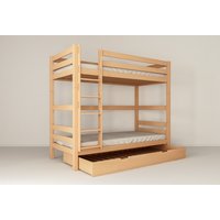 Detská poschodová posteľ z MASÍVU BUK - DANIEL 200x90cm - prírodná