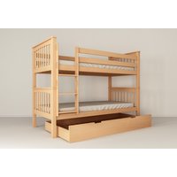 Detská poschodová posteľ z MASÍVU BUK - DAVID 200x90cm - prírodná
