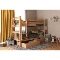 Detská poschodová posteľ z MASÍVU BUK - DAVID 200x90cm - prírodná