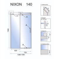 Sprchové dvere MAXMAX Rea NIXON 140 cm