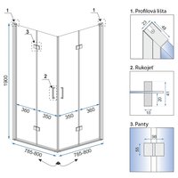 Sprchovací kút MAXMAX Rea FOLD 80x80 cm