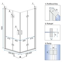 Sprchovací kút MAXMAX Rea FOLD 90x90 cm
