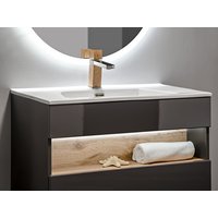 Kúpeľňová závesná skrinka HAVANA sivá s LED osvetlením - vysoká