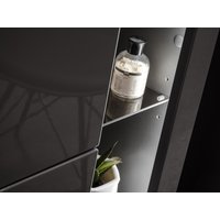 Kúpeľňová závesná skrinka HAVANA šedá so zrkadlom a LED osvetlením