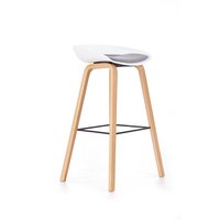 Barová stolička PLATE - bielo / šedá