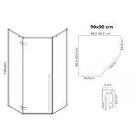 Sprchovací kút MAXMAX Rea DIAMOND 90x90 cm - čierny