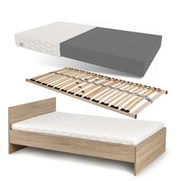 AKCIA: Posteľ LINA 200x90 cm dub sonoma + kvalitný lamelový rošt a matrac BASIC
