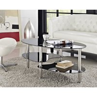 Konferenčný stolík GLASS 90x60 cm - sklo / kov - číry / čierny