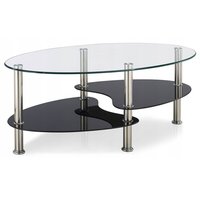 Konferenčný stolík GLASS 90x60 cm - sklo / kov - číry / čierny