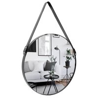 Okrúhle zrkadlo na pásku LOFT 60 cm - čierne