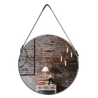Okrúhle zrkadlo na pásku LOFT 70 cm - čierne
