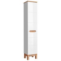 Kúpeľňová stojaca skrinka BALI biela - vysoká s košom na bielizeň
