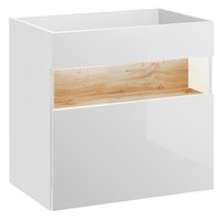 Kúpeľňová závesná skrinka pod umývadlo HAVANA biela 60 cm s LED osvetlením