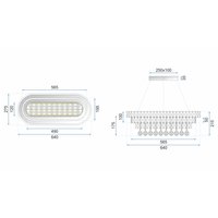 Stropné LED krištáľové svietidlo PLATON longer - 102W - s ovládačom