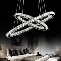 Stropné LED krištáľové svietidlo PLATON rings 30 + 50 cm - 76W - s ovládačom