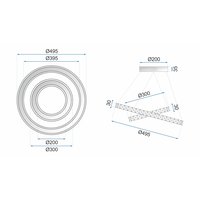 Stropné LED krištáľové svietidlo PLATON rings 30 + 50 cm - 76W - s ovládačom