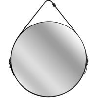 Okrúhle zrkadlo na pásku so sponou LOFT 60 cm - čierne