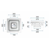 Stropné LED krištáľové svietidlo PLATON double square - 24W