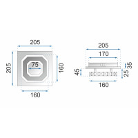Stropné LED krištáľové svietidlo PLATON single square - 8W