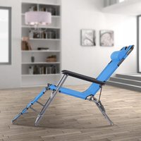 Záhradné rozkladacie lehátko GRAVI modré s vankúšikom