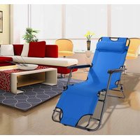 Záhradné rozkladacie lehátko GRAVI modré s vankúšikom