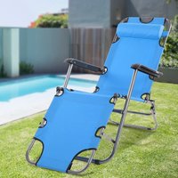 Záhradné rozkladacie lehátko GRAVI modré s vankúšikom
